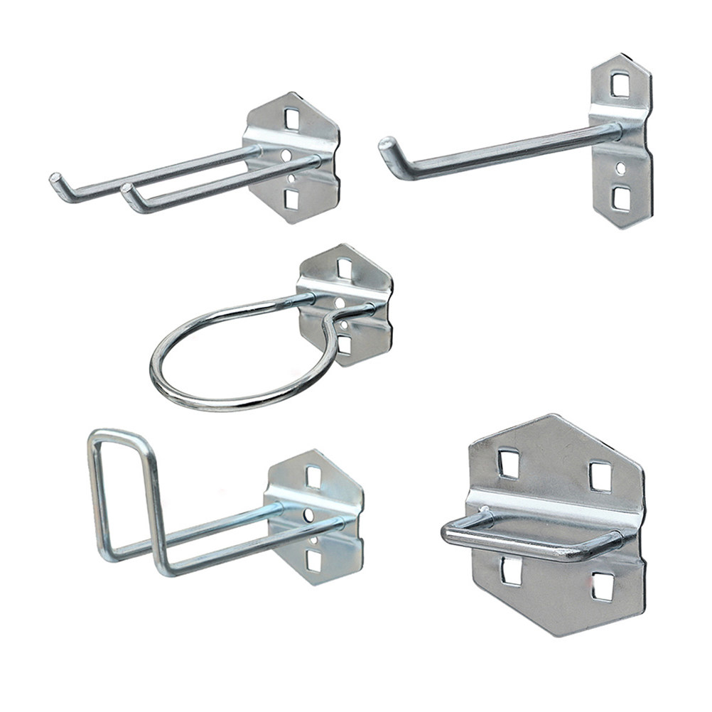Workshop Tools Display - ชุดตะขอแขวนอุปกรณ์ฮาร์ดแวร์ 1 ชุด ตะขอสำหรับแผ่นเพ็กบอร์ด อุปกรณ์จัดเก็บติดผนังสำหรับโรงรถและเวิร์คช็อป ตะขอสำหรับแสดงสินค้าบนแผ่นเพ็กบอร์ด