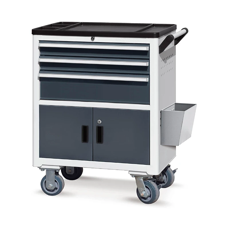 Workshop Tools Trolley - ตู้เก็บเครื่องมือเหล็กแบบมีล้อเลื่อน 3 ลิ้นชัก ประตูคู่ สำหรับเก็บเครื่องมือในอู่ซ่อมรถยนต์