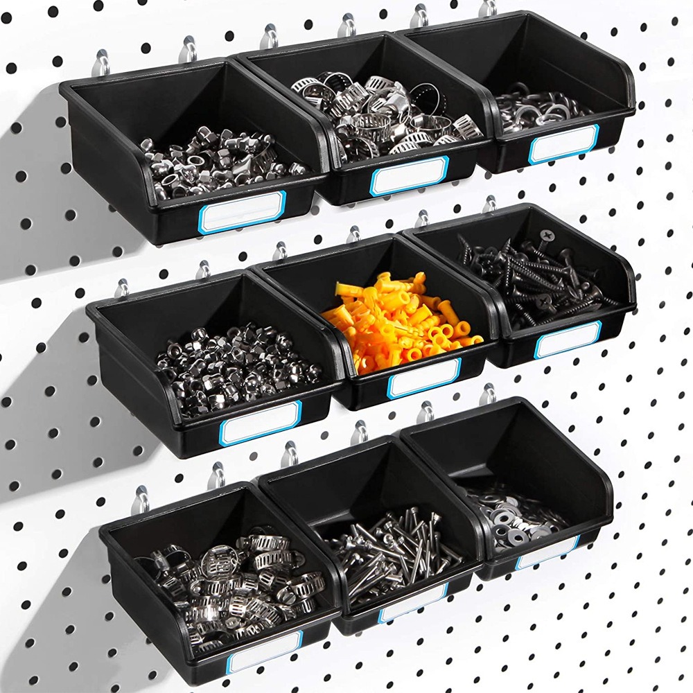 Tools Set Workshop - 1/6 ชุด Pegboard ถังตะขอและป้ายตะขอสําหรับ Pegboard กล่องสําหรับ