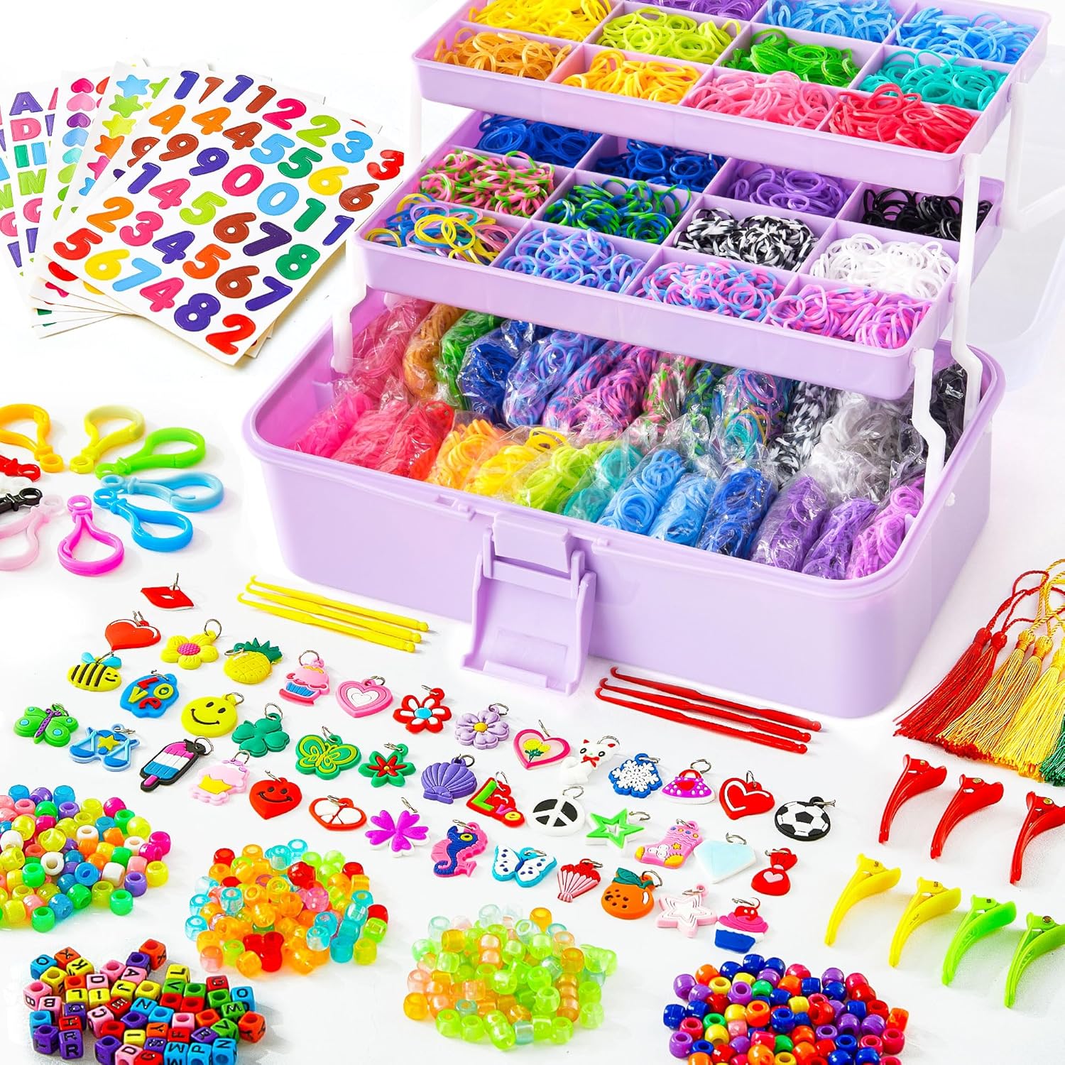 Tools Workshop For Kids - ชุดอุปกรณ์ทำสร้อยข้อมือยางรัดแบบทำเอง พร้อมกล่อง สำหรับเด็ก งานฝีมือถักยางรัด งานประดิษฐ์ ของเล่นลูกปัด