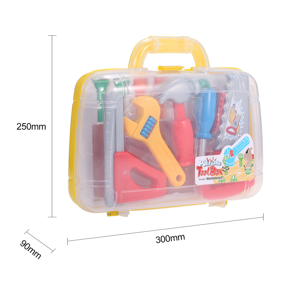 Tools Workshop For Kids - ชุดกล่องเครื่องมือพลาสติกสำหรับเด็ก ขนาดใหญ่พิเศษ เหมาะสำหรับมือเล็กๆ ชุดของเล่นจำลองการเป็นช่าง โต๊ะทำงานจำลอง อุปกรณ์เสริมสำหรับการสร้างสรรค์