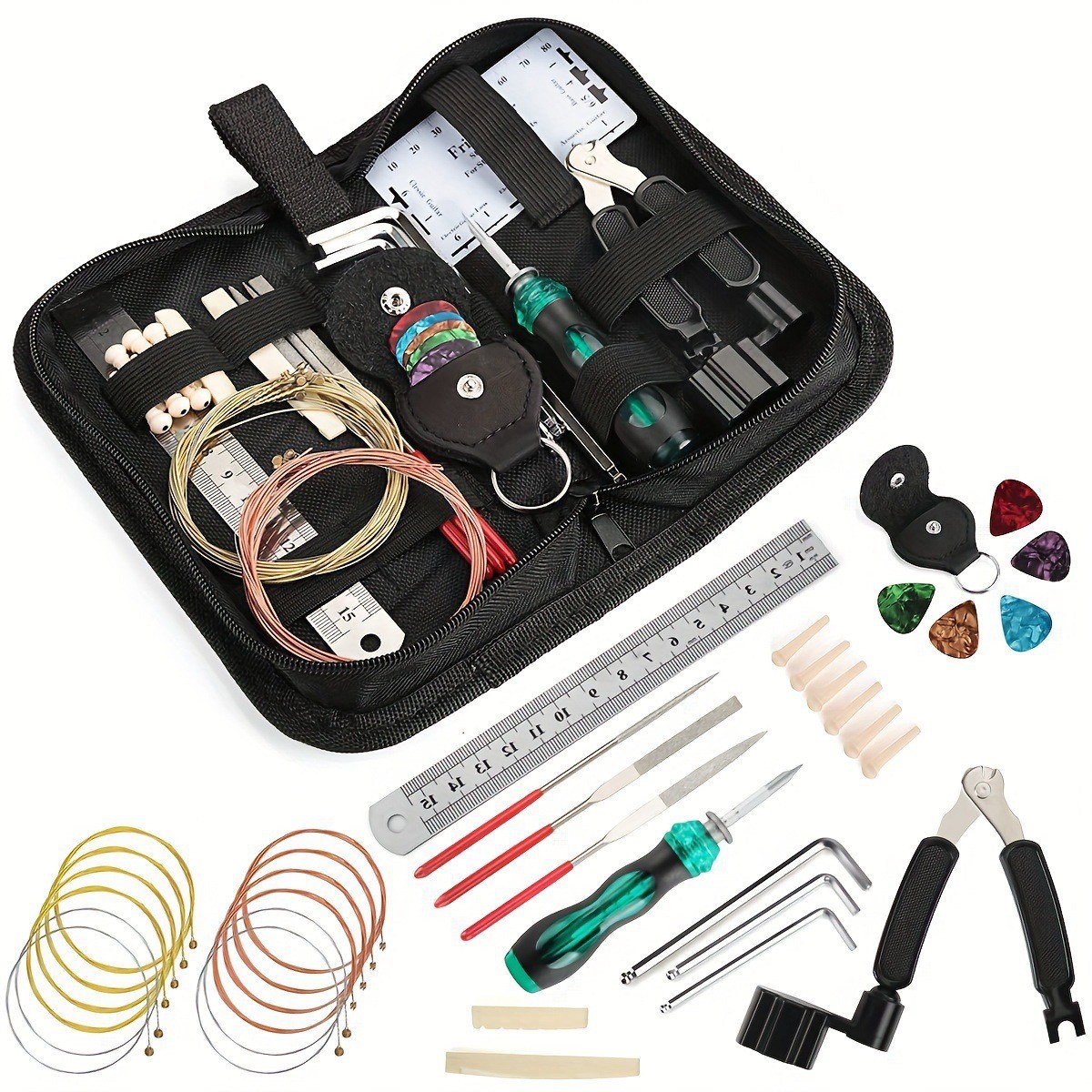 Maintenance Workshop Tools - ชุดเครื่องมือซ่อมกีตาร์ 1 ชุด, ชุดเครื่องมือกีตาร์ใหม่, เครื่องมือบำรุงรักษาและดูแลกีตาร์, ชุดดูแลกีตาร์,