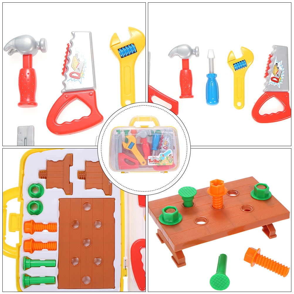 Tools Workshop For Kids - ชุดกล่องเครื่องมือพลาสติกขนาดใหญ่สำหรับเด็ก ชุดของเล่นจำลองการเล่นช่างก่อสร้าง พร้อมกล่องเครื่องมือและกระเป๋าพกพา