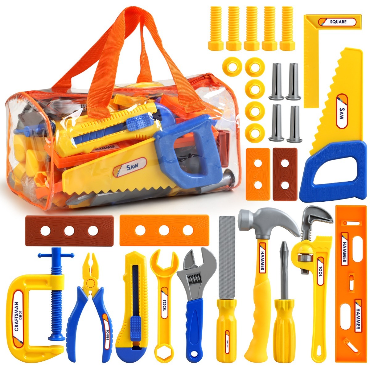 Tools Workshop For Kids - ชุดของเล่นจำลองงานซ่อมบำรุง วัสดุพลาสติก สำหรับเด็กอายุ 3 ปีขึ้นไป เกมการศึกษาแบบมอนเตสซอรี่